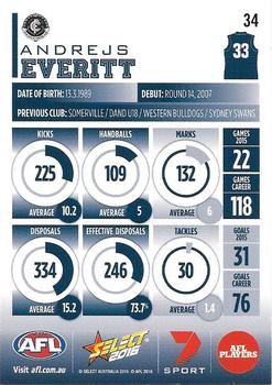 2016 Select Footy Stars #34 Andrejs Everitt Back